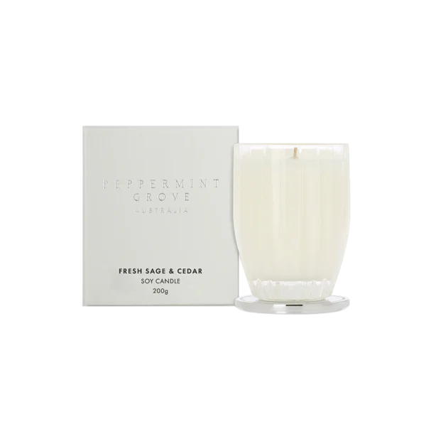 Peppermint Grove Fresh Sage & Cedar Soy Candle - Image 2