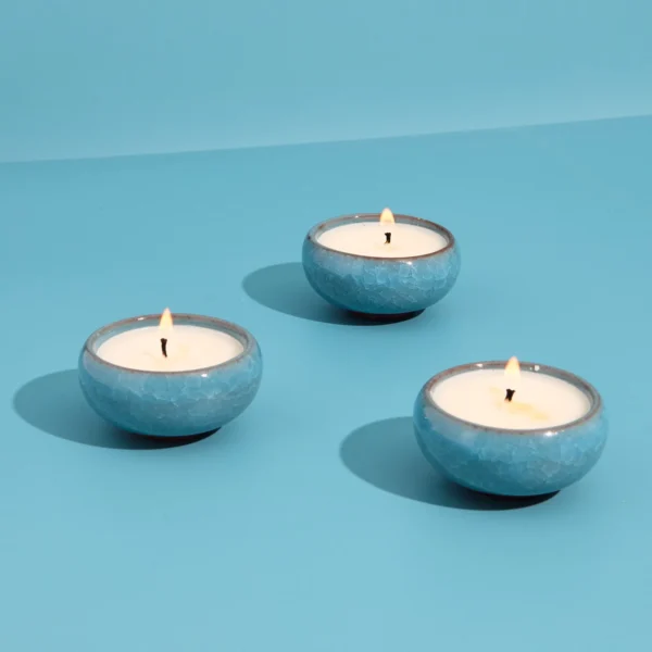 Zesty Lemons Contemporary Kiln Sky Blue Tea Lights - Image 2