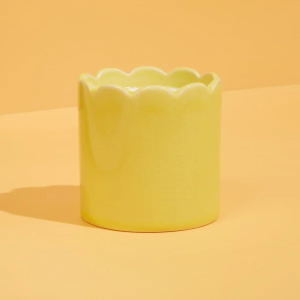 Zesty Lemons Contemporary Kiln Scalloped Yellow Candle - Image 3