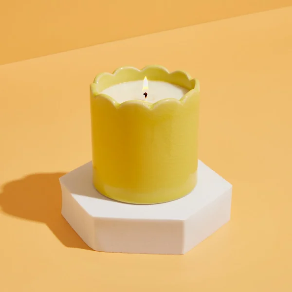 Zesty Lemons Contemporary Kiln Scalloped Yellow Candle - Image 2