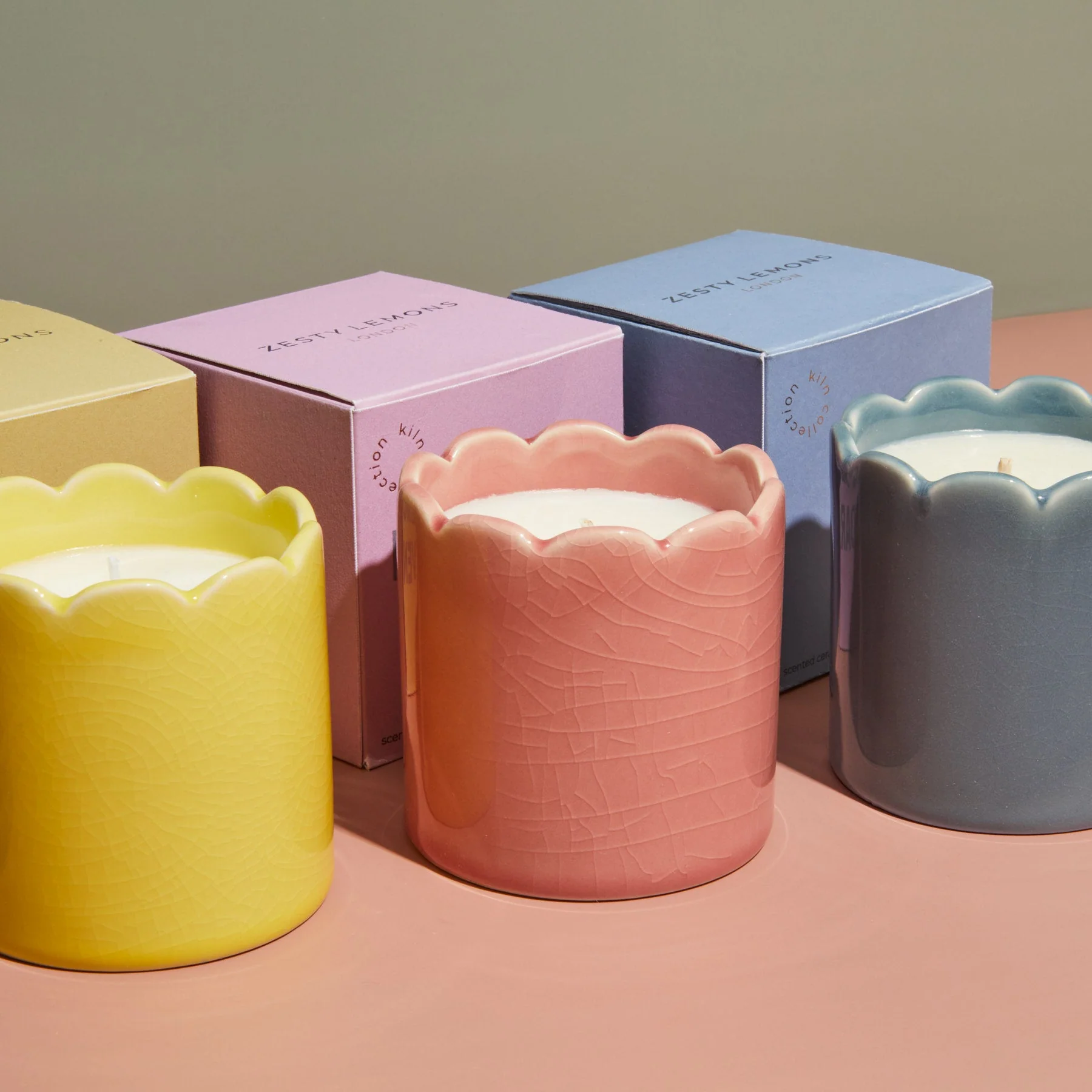 Zesty Lemons Contemporary Kiln Scalloped Pink Candle - Image 5