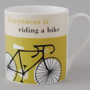 Repeat Repeat Happiness Bike Bone China Mug Olive