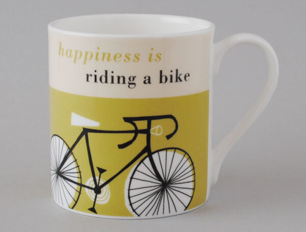 Repeat Repeat Happiness Bike Bone China Mug Olive