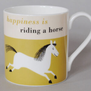 Repeat Repeat Happiness Horse Bone China Mug Olive