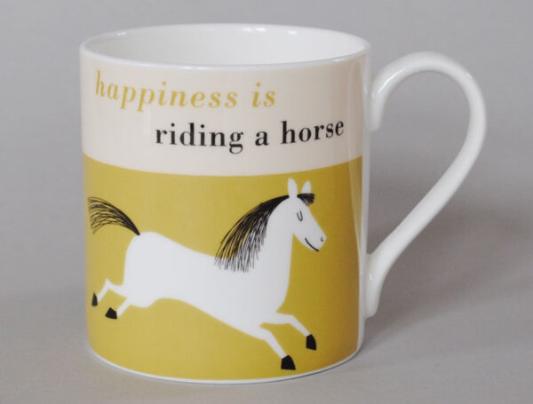 Repeat Repeat Happiness Horse Bone China Mug Olive