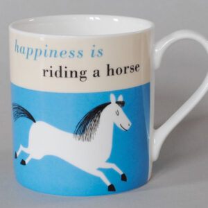 Repeat Repeat Happiness Horse Bone China Mug Turquoise