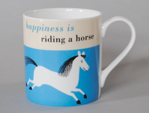 Repeat Repeat Happiness Horse Bone China Mug Turquoise