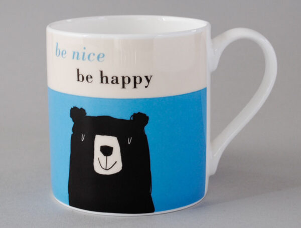 Repeat Repeat Happiness Bear Bone China Mug Turquoise