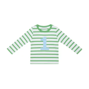 Bob & blossom Grass Green & White Breton Striped Shirt