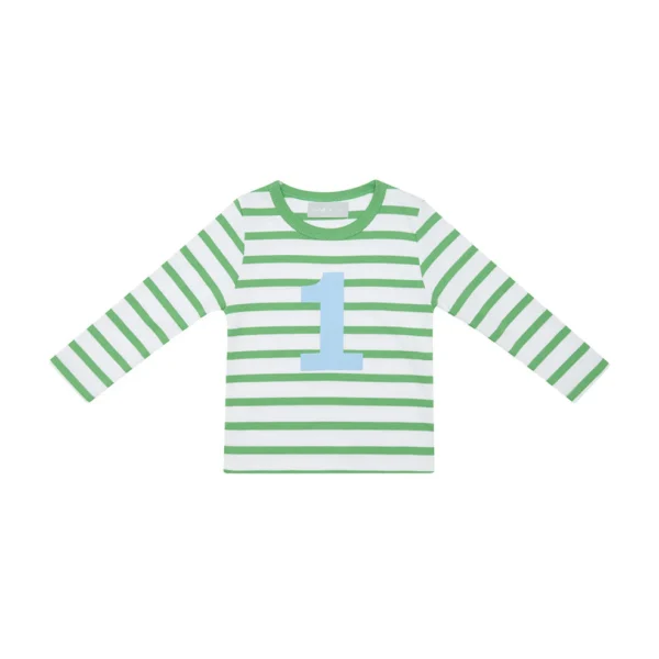 Bob & blossom Grass Green & White Breton Striped Shirt
