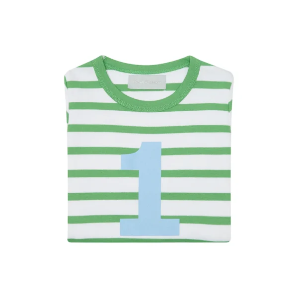 Bob & blossom Grass Green & White Breton Striped Shirt - Image 2