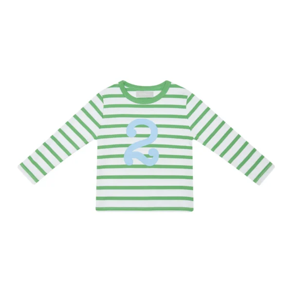 Bob & blossom Grass Green & White Breton Striped Shirt - Image 3