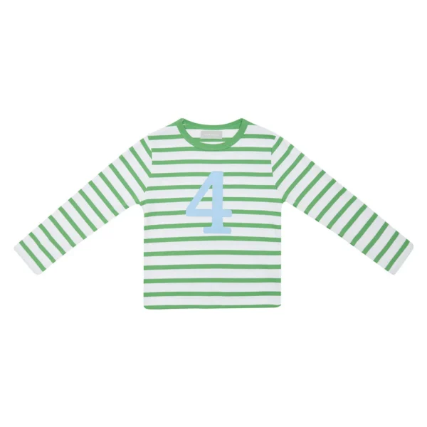 Bob & blossom Grass Green & White Breton Striped Shirt - Image 7