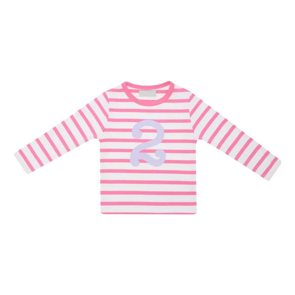 Bob & Blossom Hot Pink & White Breton Striped Shirt - Image 3