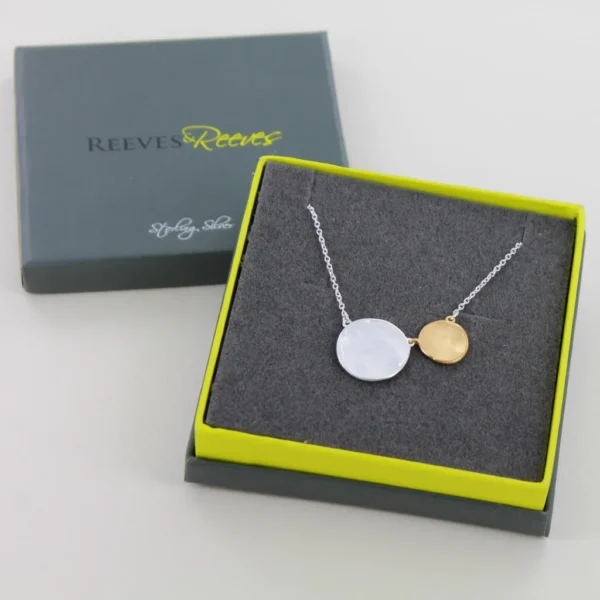 Reeves And Reeves Sterling Silver and Gold Plate Two Penny Necklace - Image 2