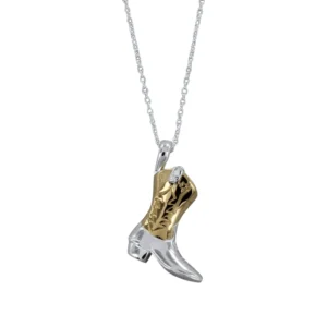 Reeves And Reeves Cowboy Boot Necklace in Silver and Gold Plate