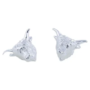Reeves And Reeves Sterling Silver Highland Cow Stud Earrings