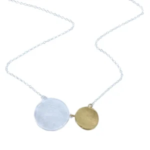 Reeves And Reeves Sterling Silver and Gold Plate Two Penny Necklace