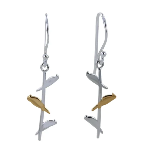 Reeves And Reeves Sterling Silver Bird On A Wire Earrings