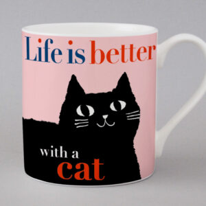 Repeat Repeat Life Big Cat Mug Pink