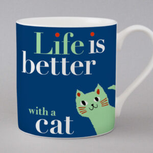 Repeat Repeat Life Peering Cat Mug Green
