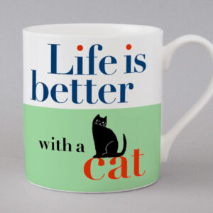 Repeat Repeat Life Sitting Cat Mug Green