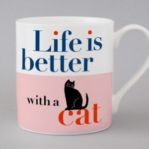 Repeat Repeat Life Sitting Cat Mug Pink