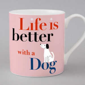Repeat Repeat Life Sitting Dog Mug Pink